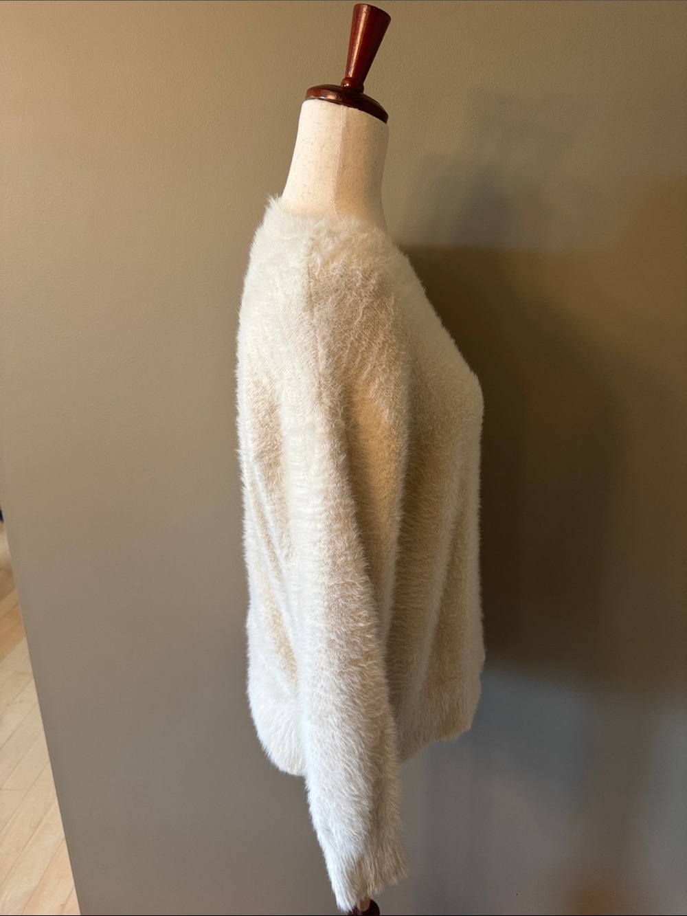 LOFT Fuzzy Crewneck Sweater in Cream - Picture 6 of 9